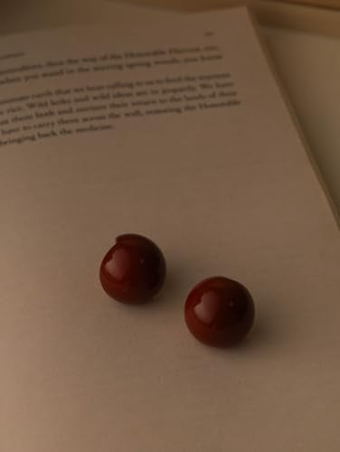 OJERRY Chunky Dome Ball Stud Earrings for Women - color: Red