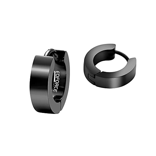 Small Huggie Hoop Earrings for Women - color: Black