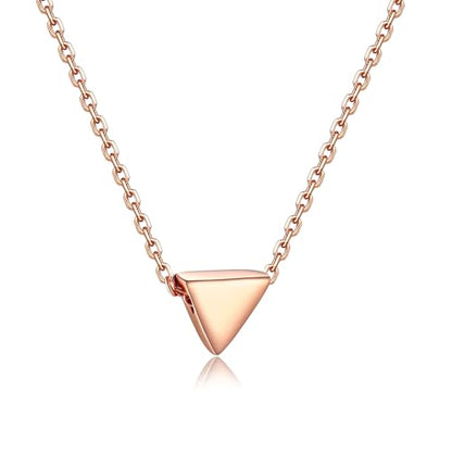 PROSILVER 925 Sterling Silver Necklace for Women Dainty Pendant Necklace | Hypoallergenic 925 Sterling Silver, Cute Small Pendant, Star/Heart/Moon/Triangle/Bar/Round Necklace Silver with Gift Box - color: 03 Rose Gold, style: 06 Triangle