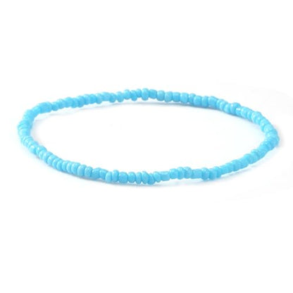 Handmade Stackable Rice Seed Beaded Ball Bracelets set for women, Romantic Boho Trendy Acrylic Glass Stretch Accessories Multi Layer Jewelry, Daily Wear Party Holiday Friendship Gift - color: Blue