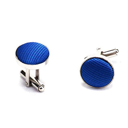 GUSLESON 3.15"（8cm） Solid Color Necktie and Pocket Square Cufflinks Sets For Men + Gift Box - color: Blue