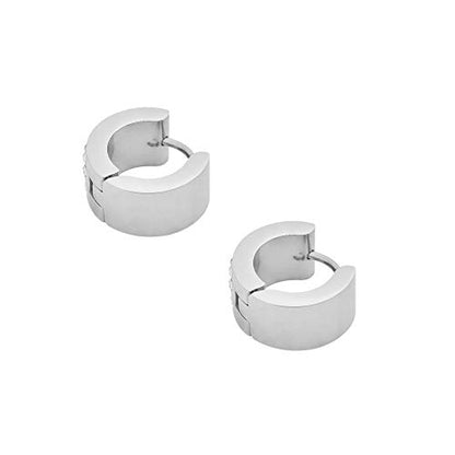 Women's 3 Rows of 8 AAA Cubic Zirconia Stones Huggie Hoop Earrings - color: Silver