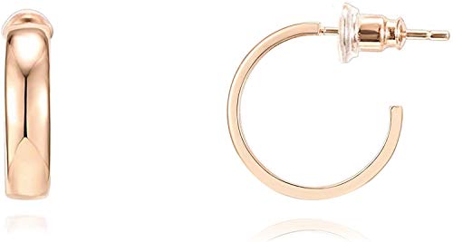 PAVOI 14K Gold Plated Wide Flat Edge Hoop Earrings for Women | Rose, White and Yellow Gold Hoops | Hypoallergenic Jewelry - color: Yellow Gold, size: 16 Millimeters