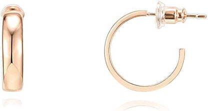 PAVOI 14K Gold Plated Wide Flat Edge Hoop Earrings for Women | Rose, White and Yellow Gold Hoops | Hypoallergenic Jewelry - color: Yellow Gold, size: 16 Millimeters