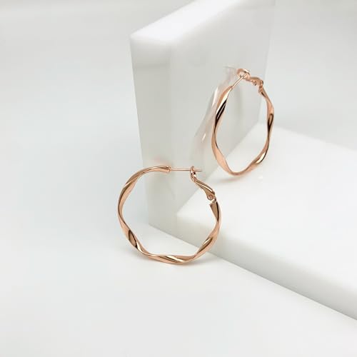 Rose/White/18k Gold Plated Hoop Earrings Lightweight Hoop Earrings For Women Loop Earrings 1in 2in - color: Rose Gold, size: 40mm