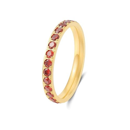 Birthstone Rings for Women 14K Gold Filled Stacking Rings for Oura Ring Gen 4/Oura Ring Gen 3, Cubic Zirconia Wedding Eternity Bands - color: 01. January