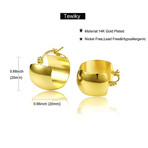Chunky Gold Hoop Earrings for Women 14k Gold Plated Thick Triple Earrings | Hypoallergenic Trendy Chunky Gold Hoops Earrings,Dainty Jewelry Gifts for Women - style: thick hoop earrings