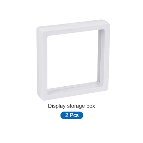 MECCANIXITY Floating Frame Display Holder Stand 3D Jewelry Display Boxs 3.54 x 3.54 x 0.79 Inch White for Ring Necklace Bracelet Earring Pack of 2 - color: White, size: 3.54 x 3.54 x 0.79 inch
