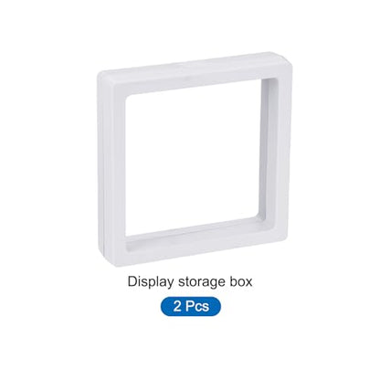 MECCANIXITY Floating Frame Display Holder Stand 3D Jewelry Display Boxs 3.54 x 3.54 x 0.79 Inch White for Ring Necklace Bracelet Earring Pack of 2 - color: White, size: 3.54 x 3.54 x 0.79 inch