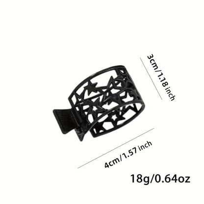 3-Piece Black Hollow Design Hair Tie Set - Star Cutout, Lattice & Rhinestone Styles, Perfect for Ponytails & Party Hairstyles