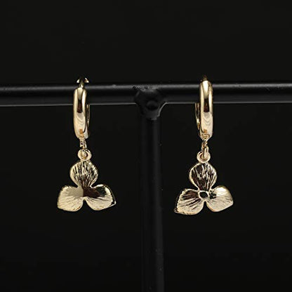 XYJZXY Gold Huggie Small Hoop Earrings with Charm Personalized Snake/Evil Eye/Star/Cross/Lock/Key 18k Gold Plated Crystal Drop Dangle Earrings for Women - style: Flower