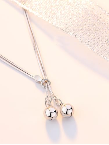 Fashion Double Bell Anklet Foot Rope for Women 925 Sterling Silver Ankle Bracelets Cute Boho Bell Charm Chain Beach Layered Anklet Adjustable Size Jewelry Gift for Her