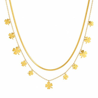 Rich London 18K Rose Gold Plated 2-in-1 Clover Heart Pendant Necklace for Women | Elegant Crystal Charm Jewellery - color: Lucky Charm