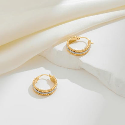 Two Tone Silver and Gold Plated Hoop Earrings for Women Mixed Metal Hypoallergenic Statement Valentines Jewelry Gifts - style: Silver & Gold