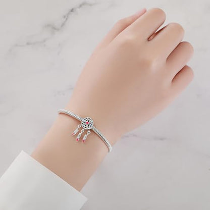 925 Sterling Silver Charms for Bracelets and Necklace Religious Cross Pendants Praying Hands, Bible, Virgin Mary, Jesus, Church Bead Jewelry - color: Heart - Feather Charms