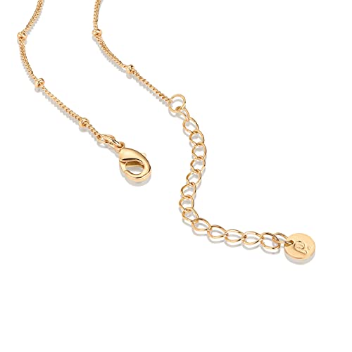 PAVOI 14K Gold Plated Adjustable Link Chain Necklace for Women | Box Rope Sphere Bead Serpentine Anchor Mariner Gold Chain Necklaces - color: Yellow Gold, style: Ball Station
