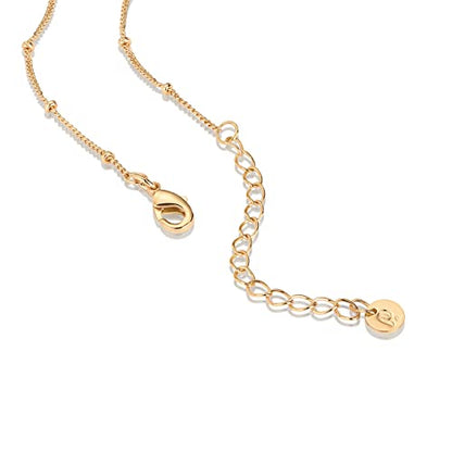 PAVOI 14K Gold Plated Adjustable Link Chain Necklace for Women | Box Rope Sphere Bead Serpentine Anchor Mariner Gold Chain Necklaces - color: Yellow Gold, style: Ball Station