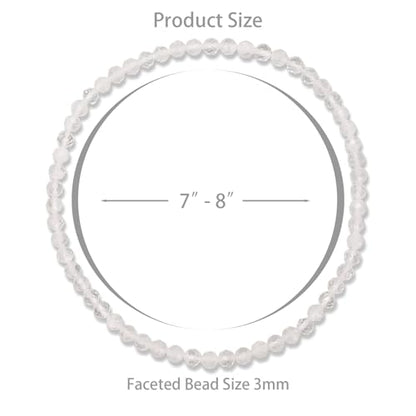 Healing Crystal Bracelet Clear Quartz Faceted Beaded Bracelets for Women Men 3mm Natural Stone Adjustable Handmade Stretch Bracelet Reiki Spiritual Jewelry Fashion Gifts - color: Clear Quartz