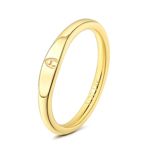 Gold Initial Rings for Women Non Tarnish Thumb Rings for Teen Girls 14K Gold plated for Women - color: A