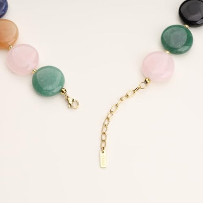 COAI Chunky Colorful Necklace for Women, Summer Beach Jewelry Crystal Flower Necklace for Women, Multi-Gemstones Sodalite Red Jasper Chunky Choker - style: Round Beads Necklace