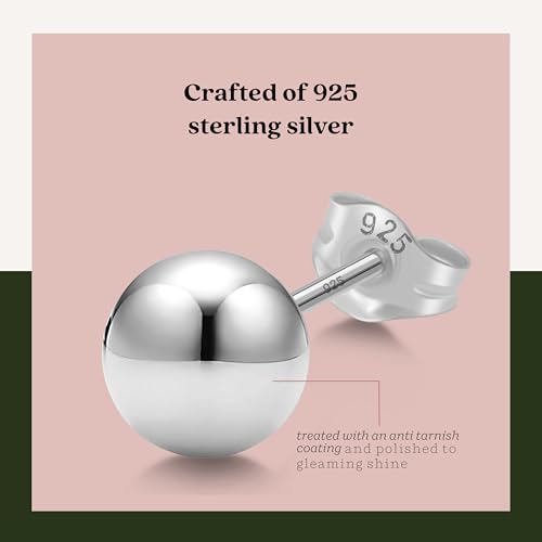KEZEF 925 Sterling Silver Ball Stud Earrings for Women, 2mm to 10mm | Nine Bead Sizes, Three Finishes, Hypoallergenic Nickel Free Post, Butterfly Push Back, Sold As One Pair - color: Sterling Silver, size: 7mm
