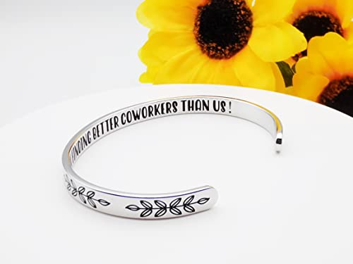 Dczosily Inspirational Bracelets for Women Stainless Steel Cuff Bracelet Engraved Jewelry Motivational Bangles Personalized Gifts for Best Friend/Mom - style: Coworkers-GOOD LUCK FINDING BETTER COWORKERS THAN US!