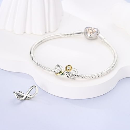 925 Silver Charm for Bracelets Animal Pet Insect Series Women Jewelry Gift - color: Gold Sunflower