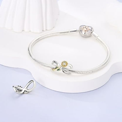 925 Silver Charm for Bracelets Animal Pet Insect Series Women Jewelry Gift - color: Gold Sunflower