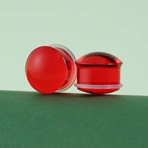 Precise Dimensions Set Color Acrylic O-Ring Ear Plugs Tunnels Gauges Stretcher Piercings Kit - color: Red, size: 15-18mm