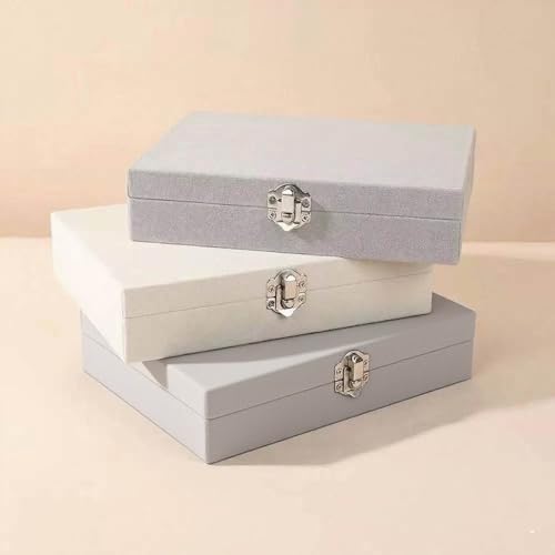 Small Jewelry Box for Women - Velvet Jewelry Box Organizers and Storage, Necklace, Earring, Ring, Bracelets Box (Ivory white)