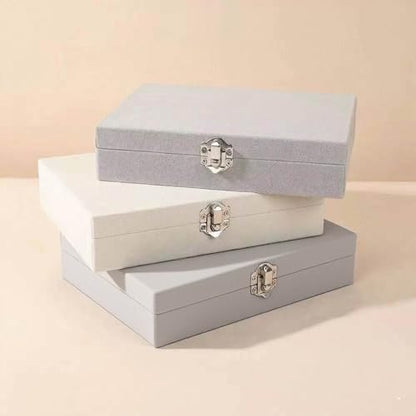 Small Jewelry Box for Women - Velvet Jewelry Box Organizers and Storage, Necklace, Earring, Ring, Bracelets Box (Ivory white)
