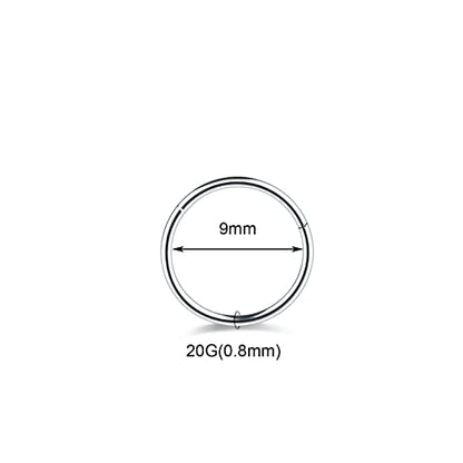 Aumeo 14G 16G 18G 20G Nose Ring Hoop Stainless Steel Hinged Segment Rings Hoops Nose Clicker Ring Tragus Helix Cartilage Daith Rook Earring Piercing Jewelry for Women Men - style: 5pcs 20g 9mm Mixed Colors