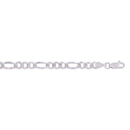 14K Gold or Rhodium Plated Silver Figaro Chain For Men | 1mm-13mm Thick | Solid 925 Figaro Italian Necklaces For Men - style: 4.70MM- White
