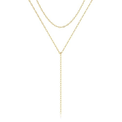 NECOCY 14k Gold Plated Lariat Necklaces for Women, Dainty Long Layered Chain Necklace Trendy Y-Shaped Pendant Necklace Statement Charm Jewelry for Women Gift - style: gold sty4