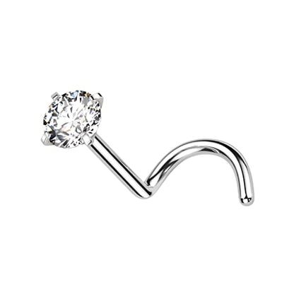 Satix 4-11PCS 18G 20G Implant Grade Titanium Nose Screw Rings Prong Settings 2mm CZ Nose Screw Studs Ring Nostril Piercing Jewelry For Women - style: 20 Gauge - 11PCS