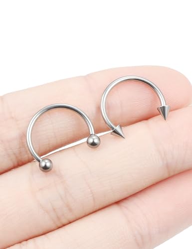 F136 Titanium 20/18/16/14/12/8/4/2g Septum Nose Rings Gauge Earrings Lip Rings Prince Albert Jewelry Internally Threaded Horseshoe Hoop Piercings - size: 16g*12mm