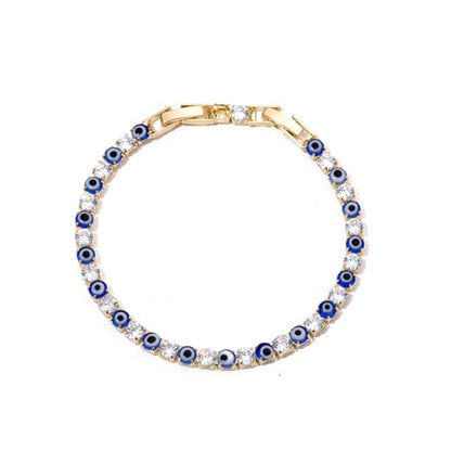 Evil Eye Bracelets for Women 18K Gold and Silver Filled with 4MM Cubic Zirconia Tennis Bracelet Evil Eye Jewelry - color: 14K Gold