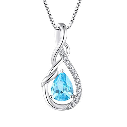STARCHENIE Infinity Teardrop Necklace for Women 925 Sterling Silver Pendant Birthstone Jewelry - color: Silver-03-Mar-Aquamarine
