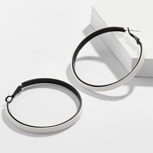 Hoop Earrings for Women Leather Hoop Earrings-Medium/Large Hoops-Lightweight hoop - color: White