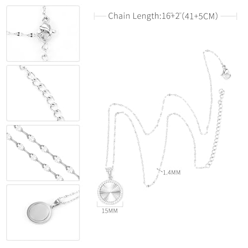 16 Inch Women's Pendant Necklace Chains - 5 Different Pendant Designs, Dainty Adjustable Chains(Gold/Silver) - color: silver2