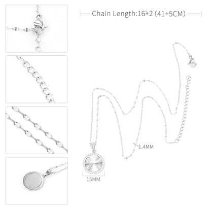 16 Inch Women's Pendant Necklace Chains - 5 Different Pendant Designs, Dainty Adjustable Chains(Gold/Silver) - color: silver2