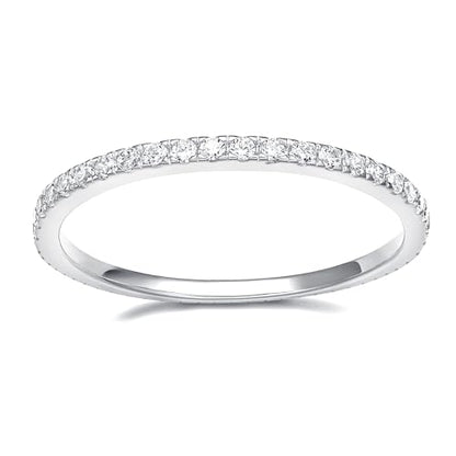 EAMTI 2mm Wedding Band Cubic Zirconia Half/Full Eternity Stackable Brass Engagement Ring Size 3-13 - color: Full-Eternity-Silver