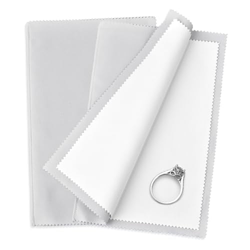 SEVENWELL Silver Polishing Cloth, 2PCS Large Jewelry Cleaning Cloths | Dual-Layer Cleaning, Large 10" × 12", Reusable, Removes Tarnish, Restores Shine, For Sterling Silver, Gold & Platinum - color: Light Gray