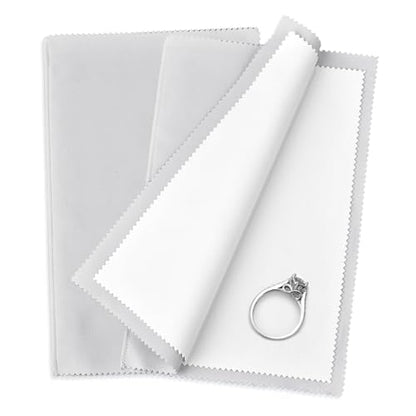 SEVENWELL Silver Polishing Cloth, 2PCS Large Jewelry Cleaning Cloths | Dual-Layer Cleaning, Large 10" × 12", Reusable, Removes Tarnish, Restores Shine, For Sterling Silver, Gold & Platinum - color: Light Gray