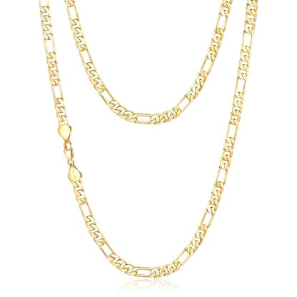 6mm Gold Figaro Link Chain Necklace for Men ＆ Women，14K Gold Chain Necklace for Men ＆ Women Chains for Mens Figaro Chains Necklaces,Dainty Jewelry Gifts Size 18/20/22/24in - size: 18inch