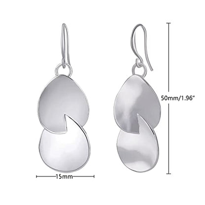 Gold Earrings 14k Gold Plated Hoop Earrings Dainty Pearl hoop Disc Coin Bead Starfish Teardrop Circle Dangle Drop Earrings for Women Hypoallergenic Jewelry Gifts - color: Double Teardrop-Silver