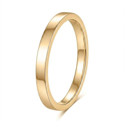 2mm 4mm 6mm Thin Titanium Wedding Rings Band for Women Man - color: Gold-2mm