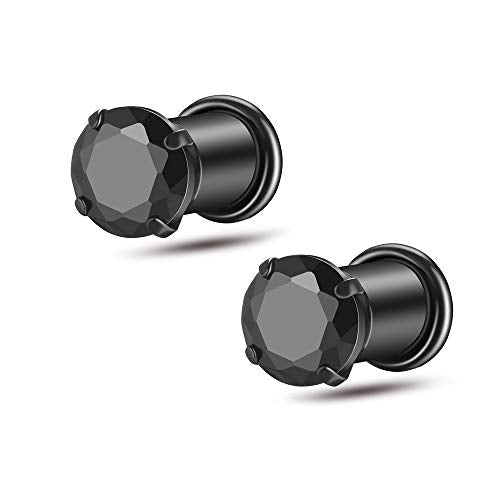 2/4/6/8 Gauge Earrrings Plugs Tunnels Gauges for Ears - color: black5mm