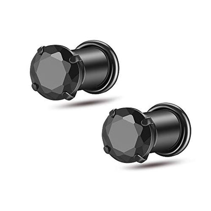 2/4/6/8 Gauge Earrrings Plugs Tunnels Gauges for Ears - color: black5mm