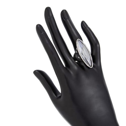 Large Marquise Gray Rhinestone Cocktail Statement Ring for Women Chunky Band Exaggerated Big Geometric Crystal Thick Knuckle Finger Rings Fashion Jewelry Bridal Prom Wedding Party Engagement